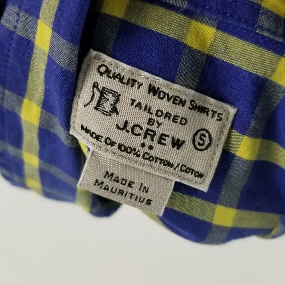 J. Crew Blue & Yellow Washed Shirt in Bold Tattersall Plaid Button Down Small